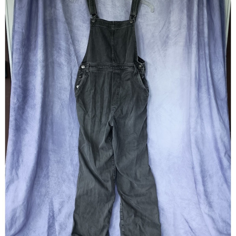 Aerie Washed Black Denim Overalls Medium Relaxed Grunge Y2K